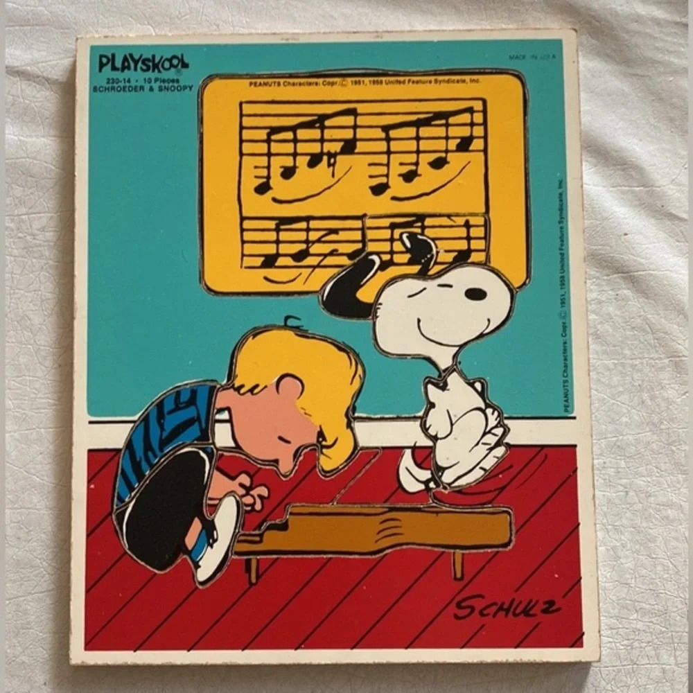 Vintage 1958 Playskool Peanuts Schroeder & Snoopy wooden puzzle